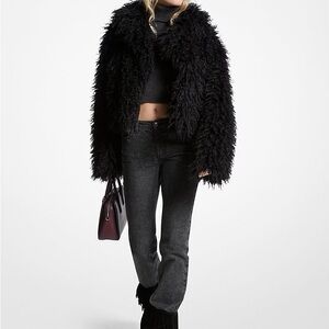 Michael Kors Black Faux Fur Jacket
